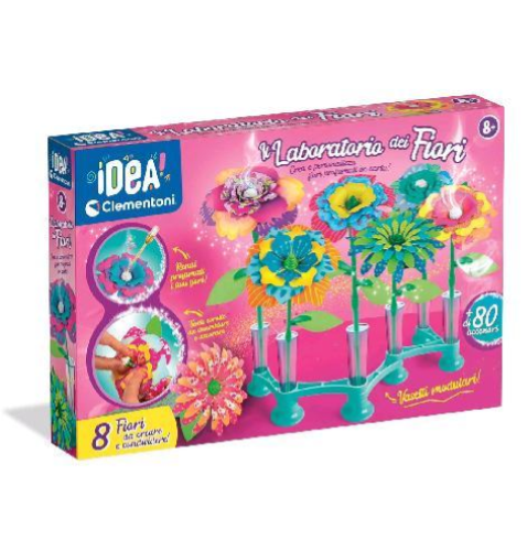 CLEMENTONI IDEA LABORATORIO DEI FIORI KIT CREATIVO CON 8 FIORI DI CARTA DA COLORARE E PROFUMARE
